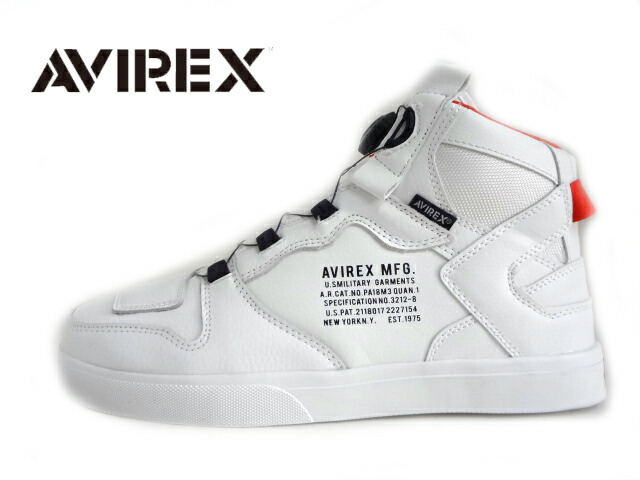 AVIREX(アビレックス) DICTATOR MC AV2278-01 WHITE/RED 白いこと/赤いこと 【イチオシ】【無償性鍵を掛ける取り合わせ】ユニセックススニーカー 文字盤式スニーカー ミッドカットスニーカー 心地好いスニーカー