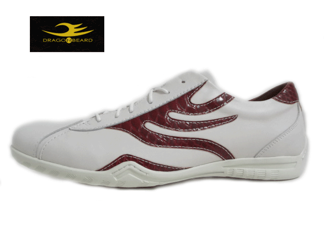 DRAGONBEARD(火竜ベアード）DB-CLASSIC72SN WHITE/WINE 白いこと/ぶどう酒 【メンズ】【刷り直す】 スニーカー 御手々御手伝いさん 本革 かっこ良い ロングノーズ オール時節 流行り物 蛇柄 古典的 心地好い ブラシューアップ