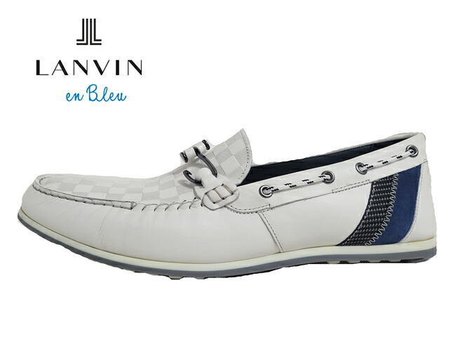 LANVIN en Bleu(ランバン オン ブルー)86561 WHITE/ホワイト【お買い得】【ランバン】メンズドライビングシューズ メンズローファー フィッシングホックドライビングシューズ 紳士靴