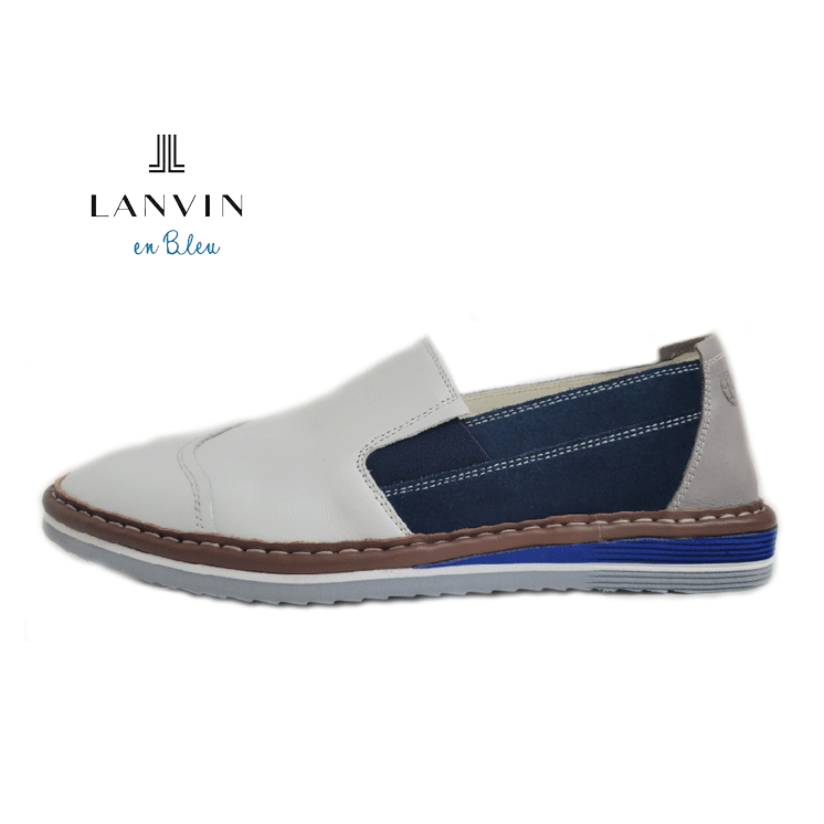 LANVIN en Bleu(ランバンオンブルー)86520 WHITE ホワイト【紳士靴】バイカラー スリッポン カジュアルシューズ サンクリスピーノ製法 抗菌効果 抗ウイルス効果|My shoes