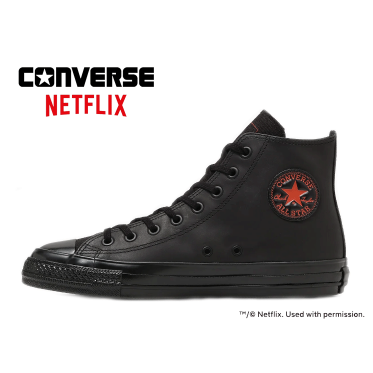 CONVERSE ALL STAR AGED HI / NETFLIX(コンバース オールスター エイジド HI/ネットフリックス)1SE927 BLACK 黒いこと【共同研究商いもの】31317100210 Netflixとの共同研究ひな形 スエードクロス スムースレザー 帆布 Netflixの領域観 定め事代わりになる店