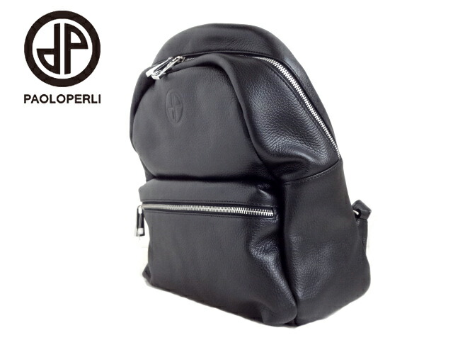 PAOLOPERLI (パオロペルリ)512-U06 BLACK/ブラック【お買い得】【イタリア製】バックパック レザーリュック お洒落リュック シボレザー 大人カジュアル レディースリュック