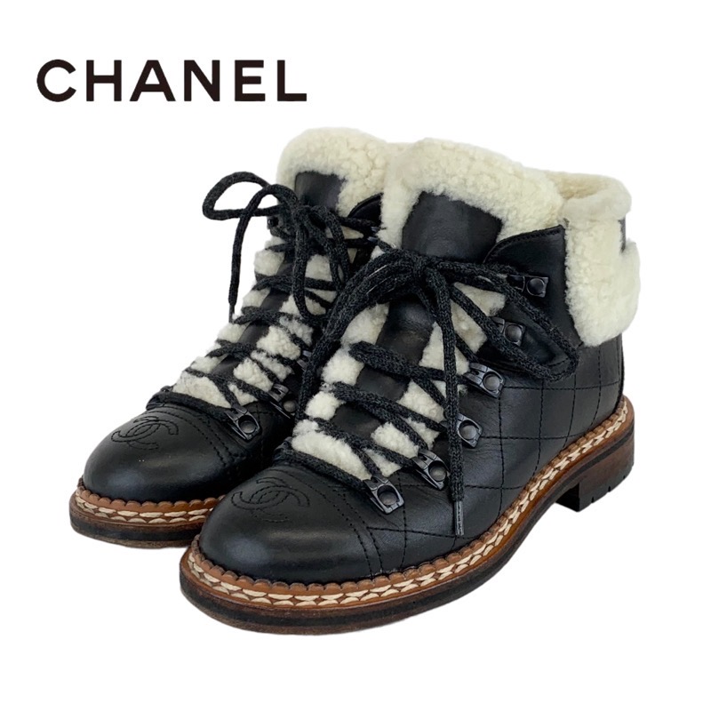 信頼】 シャネル CHANEL ブーツ ムートンブーツ ショートブーツ ココ