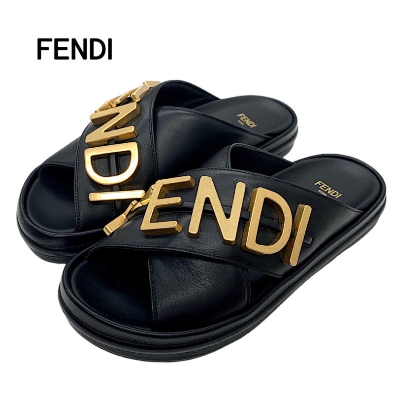 FENDI フェンディ　シャワーサンダル　ロゴ　スライド　黒　ブラック FENDI フェンディ スライドサンダル フィール 8X8326 NA7