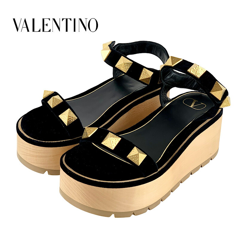 楽天市場】ヴァレンティノ VALENTINO サンダル ベロア ウッド ウェッジ