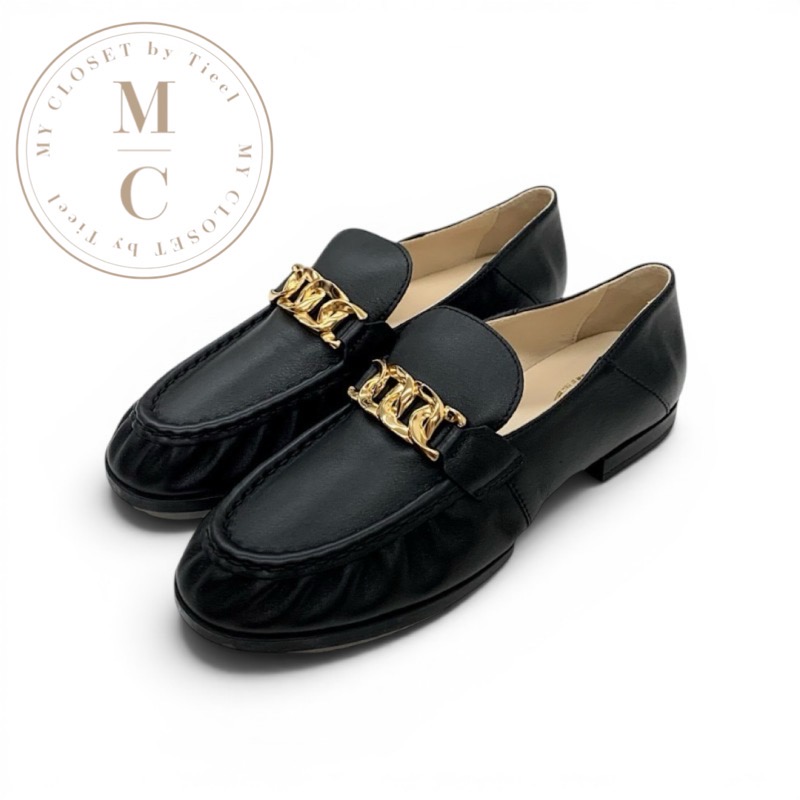 トッズ TOD'S ローファー 革靴 フラットシューズ チェーン レザー ブラック｜My Closet by Tieel 27,720円