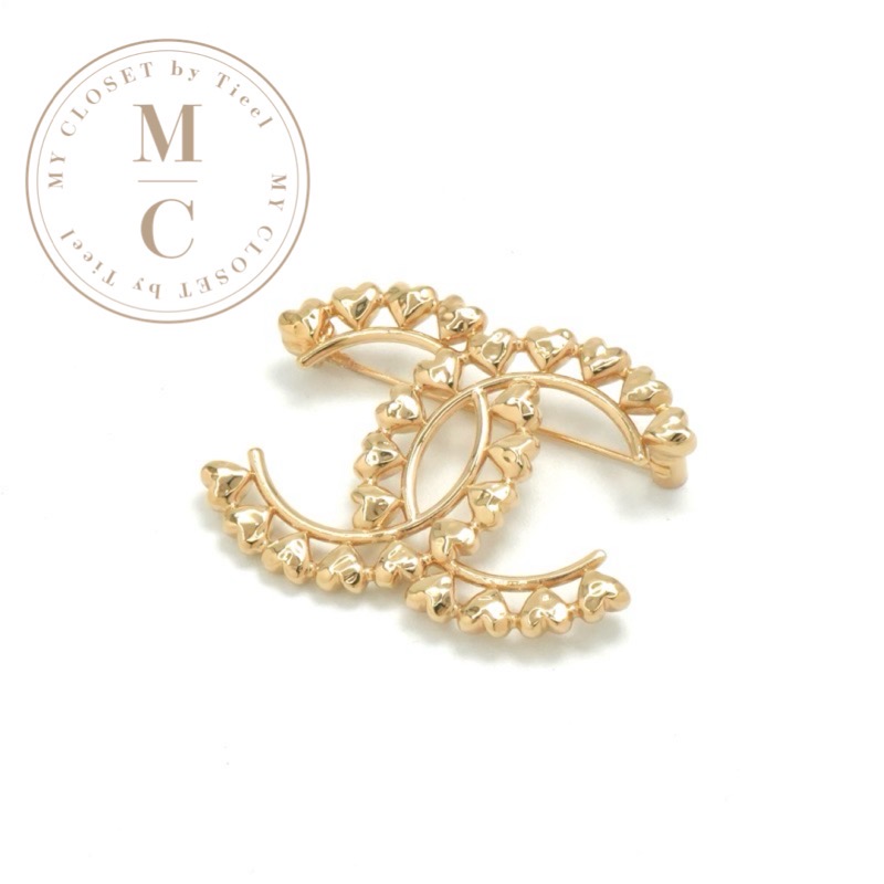 楽天市場】シャネル ブローチ ハートココマーク ラウンド メタル GP