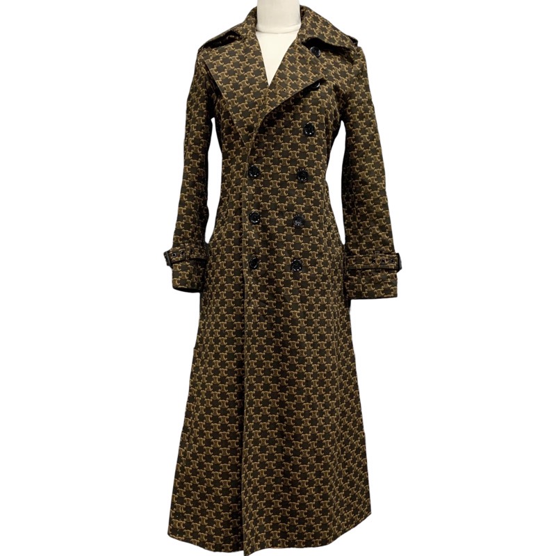 CELINE ダブルブレストトレンチコート　サイズ34 CELINE セリーヌ トレンチコート ウール ポリエステル ブラック #46