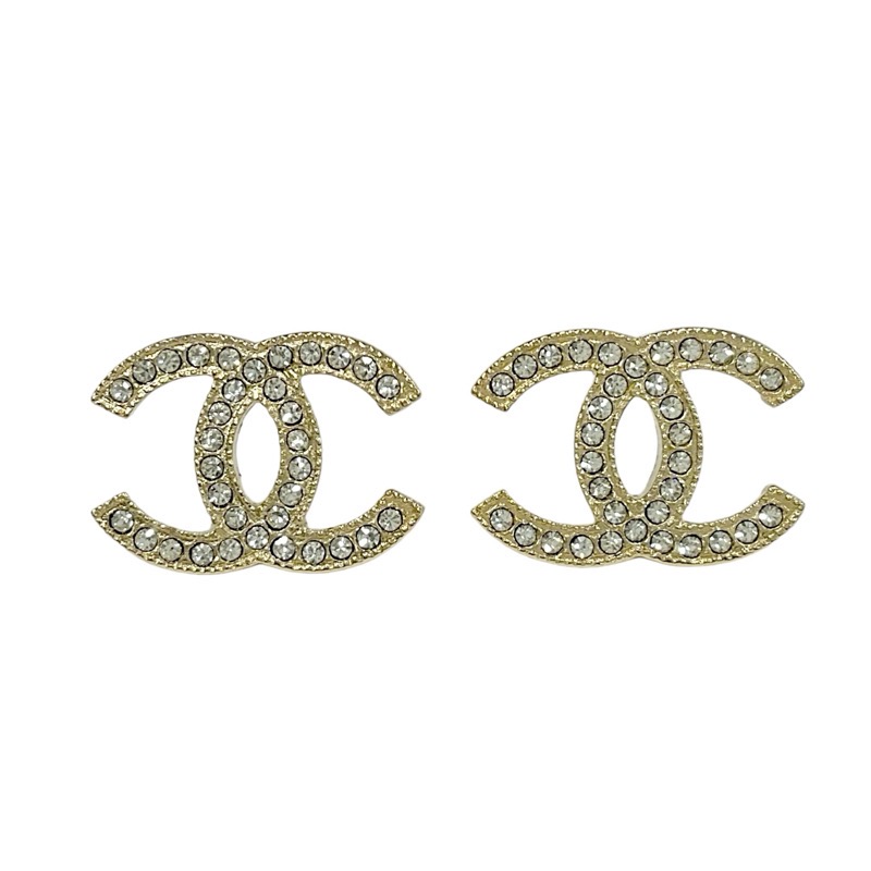 【美品】シャネル ピアス フラワー花 ラインストーン パール CCココ ゴールド CHANEL シャネル ピアス アクセサリー ミニCC/フラワー ライン