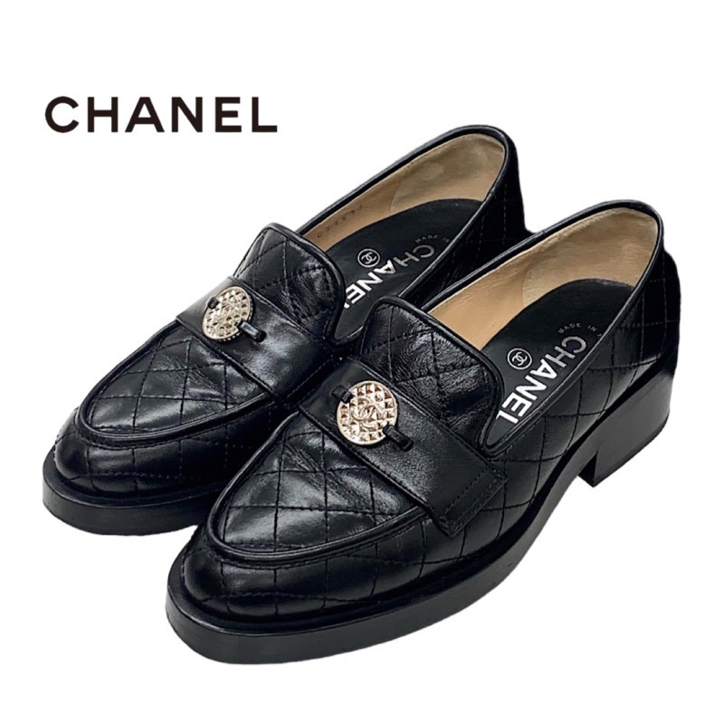 CHANEL シャネル　チェーン　ココマーク　ローファー　フラットシューズ　38 CHANEL （未使用保管品）シャネル ココマーク ローファー