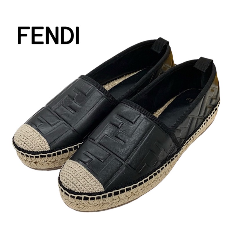 FENDI フェンディ ズッカ エスパドリーユ フラット スリッポン ブラック