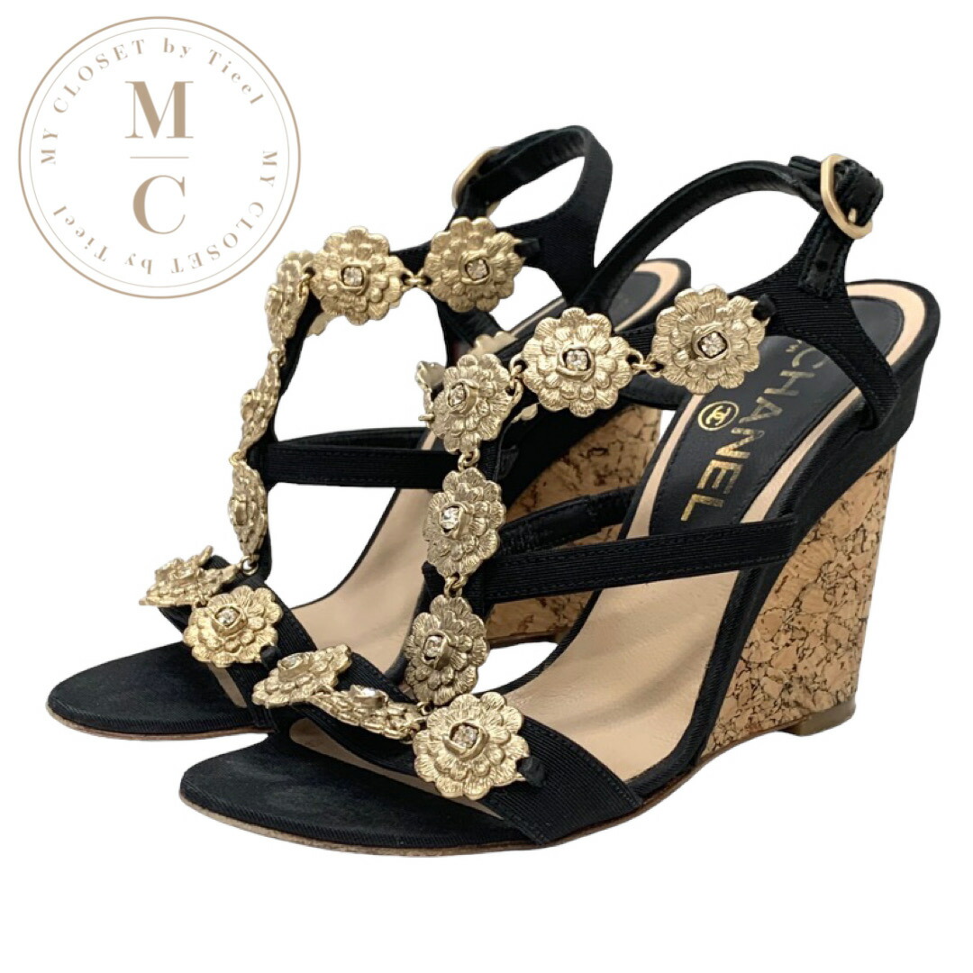 楽天市場】【靴】CHANEL シャネル ウエッジソール 厚底 サンダル ココ