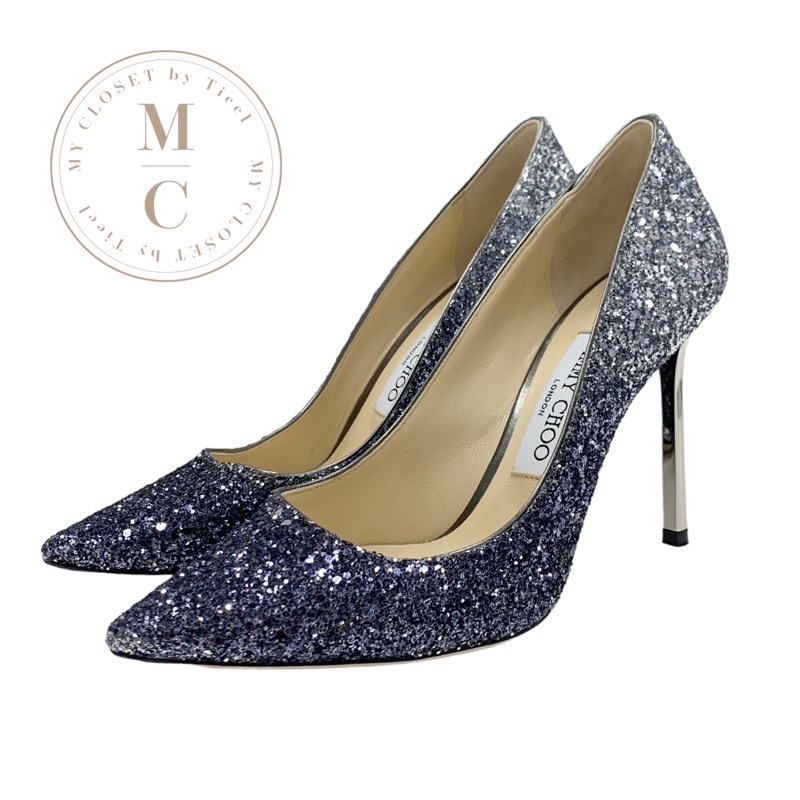 JIMMYCHOO Romy 60 グリッターファブリックポインテッドパンプス Platinum Ice ダスティグリッター・ポインテッド トゥ パンプス