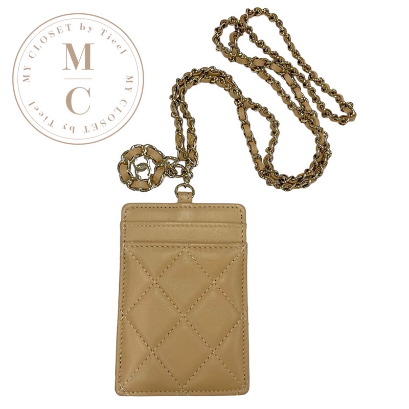 【品格引き立つベージュ】CHANEL 25A ラムスキンカードケース lifecreate-kc_e1549