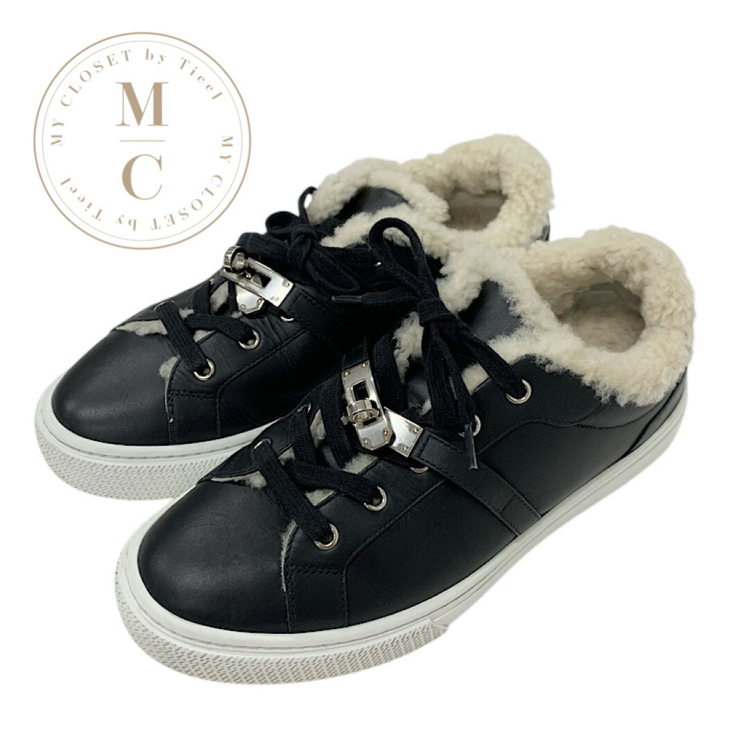 楽天市場】HERMES エルメス デイ スニーカー ケリー金具 ムートン #36