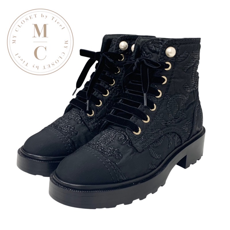 楽天市場】シャネル ショートブーツ ロゴ刺繍 35Cサイズ 約22.5cm