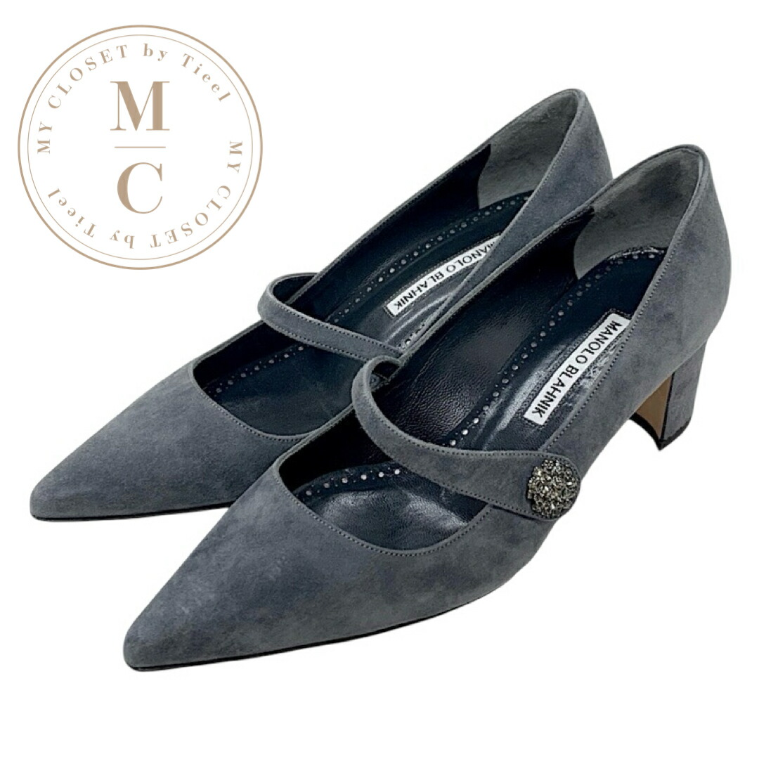 【美品】MANOLO BLAHNIK マノロブラニク ビジュー フラットパンプス MANOLO BLAHNIK マノロブラニク パンプス フラットシューズ