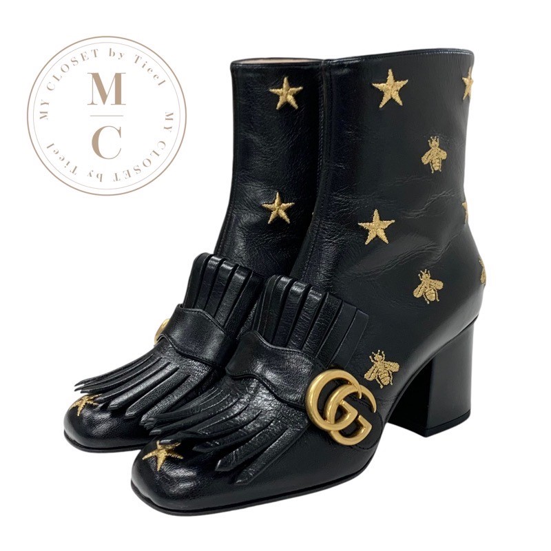 GUCCI　グッチ　アンクルブーツ　マーモントフリンジ　黒　サイズ36 GUCCI グッチ アンクルブーツ マーモントフリンジ 黒 サイズ36