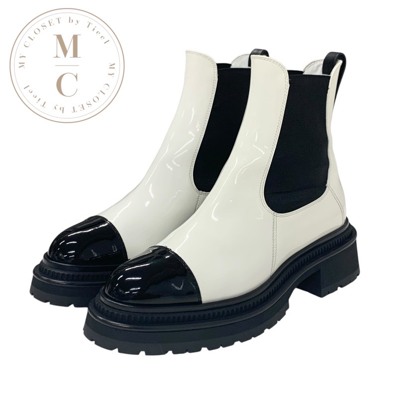 CHANEL　シャネル　マーク入りサイドゴアショートブーツ CHANEL シャネル サイドゴア ショートブーツ 黒 ブラック ココ