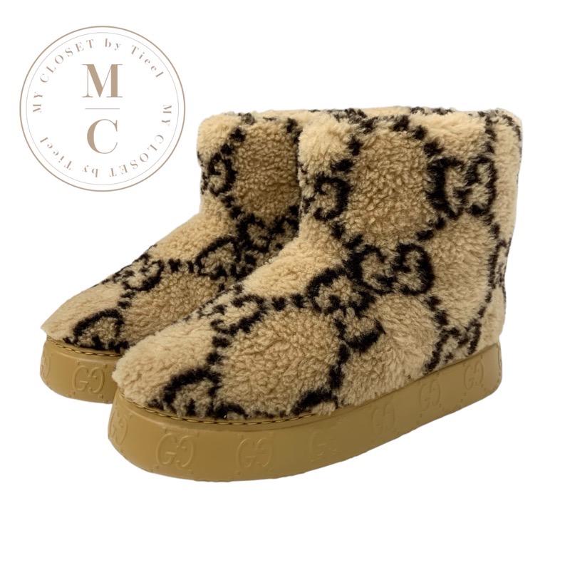 楽天市場】【グッチ】Gucci ホースビット ムートン ショートブーツ GG