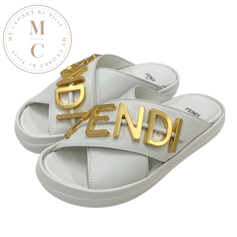楽天市場】FENDI フェンディ FF Logo Slider Slippers 7X1233 A7MP