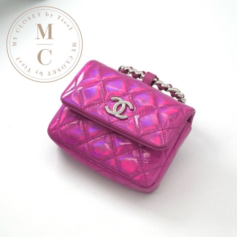 シャネル CHANEL チャーム メタリックピンク シルバー ココマーク マトラッセ ポーチ フック付き イヤーズギフト