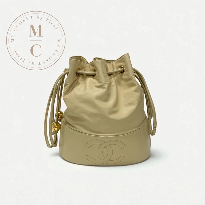 シャネル CHANEL バッグ ショルダーバッグ ラムスキン ベージュ ゴールド ココマーク ポーチ 巾着｜My Closet by Tieel