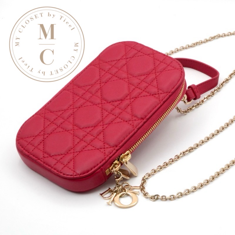 ディオール CHRISTIAN DIOR 持ちはこぶ・スマホアクセサリー 赤いこと ゴールド レディディオール カナージュ Call インチ Dior フォンホルダーフォンケース 移動性合切袋 ポシェット