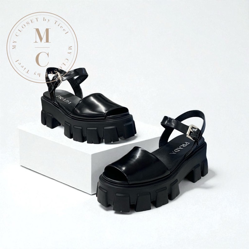 PRADA プラダ ラバー モノリス サンダル ブラック 黒 36 ブラック プラダ モノリス ラバー サンダル | PRADA