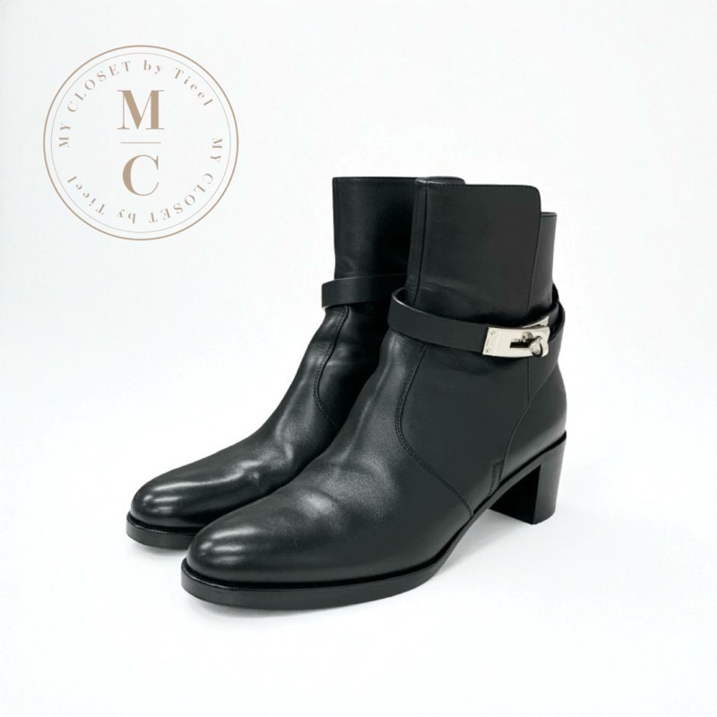 HERMES Portland エルメス バックル アピ レザー ショートブーツ HERMES Portland エルメス バックル アピ レザー ショートブーツ