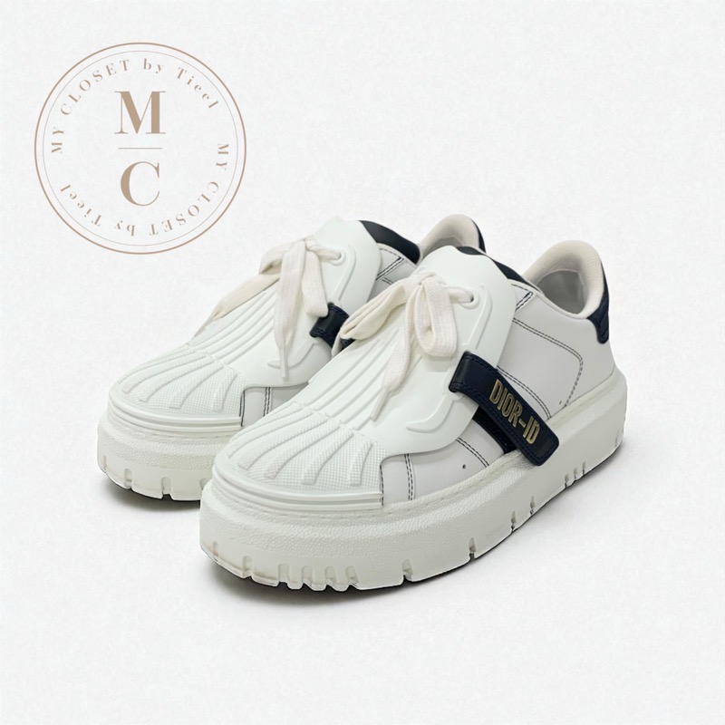 クリスチャンディオール CHRISTIAN DIOR Dior-ID スニーカー 靴 シューズ レザー ラバー ホワイト ブラック ロゴ ベルクロ|My Closet by Tieel