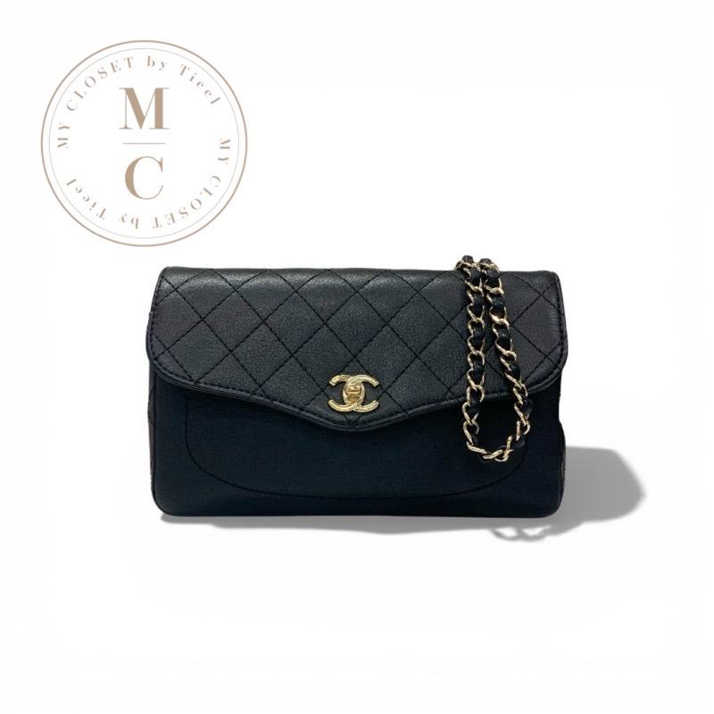 シャネル CHANEL 御徒面子 ショルダーバッグ なめし革 黒いこと ゴールド マトラッセ ココマーク シングル下げ翼 ダブルチェーン店 バッグ・小物・ブランド雑貨-レディースバッグ