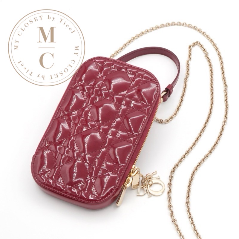 クリスチャンディオール CHRISTIAN DIOR 携帯・スマホアクセサリー レッド ゴールド レディディオール カナージュ Call'in Dior フォンホルダーフォンケース モバイルポーチ ポシェット