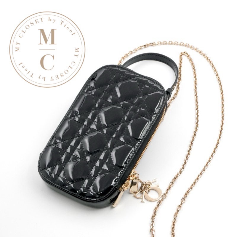 ディオール CHRISTIAN DIOR 持ちはこぶ・スマホアクセサリー 黒いこと 黒 ゴールド レディディオール カナージュ Call\u0027インチ Dior フォンホルダーフォンケース 移動性合切袋