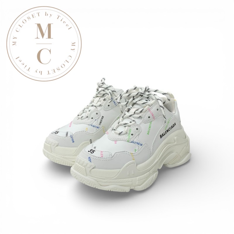 バレンシアガ BALENCIAGA トリプルS スニーカー 靴 シューズ なめし革 白いこと マルチ色合い ロゴタイプ
