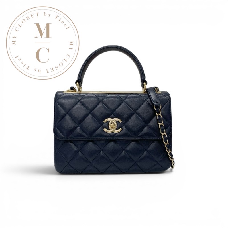 シャネル CHANEL トレンディCC バッグ ショルダーバッグ ネイビー ゴールド ココマーク ターンロック ロゴ チェーン 2WAY ハンドバッグ|My Closet by Tieel