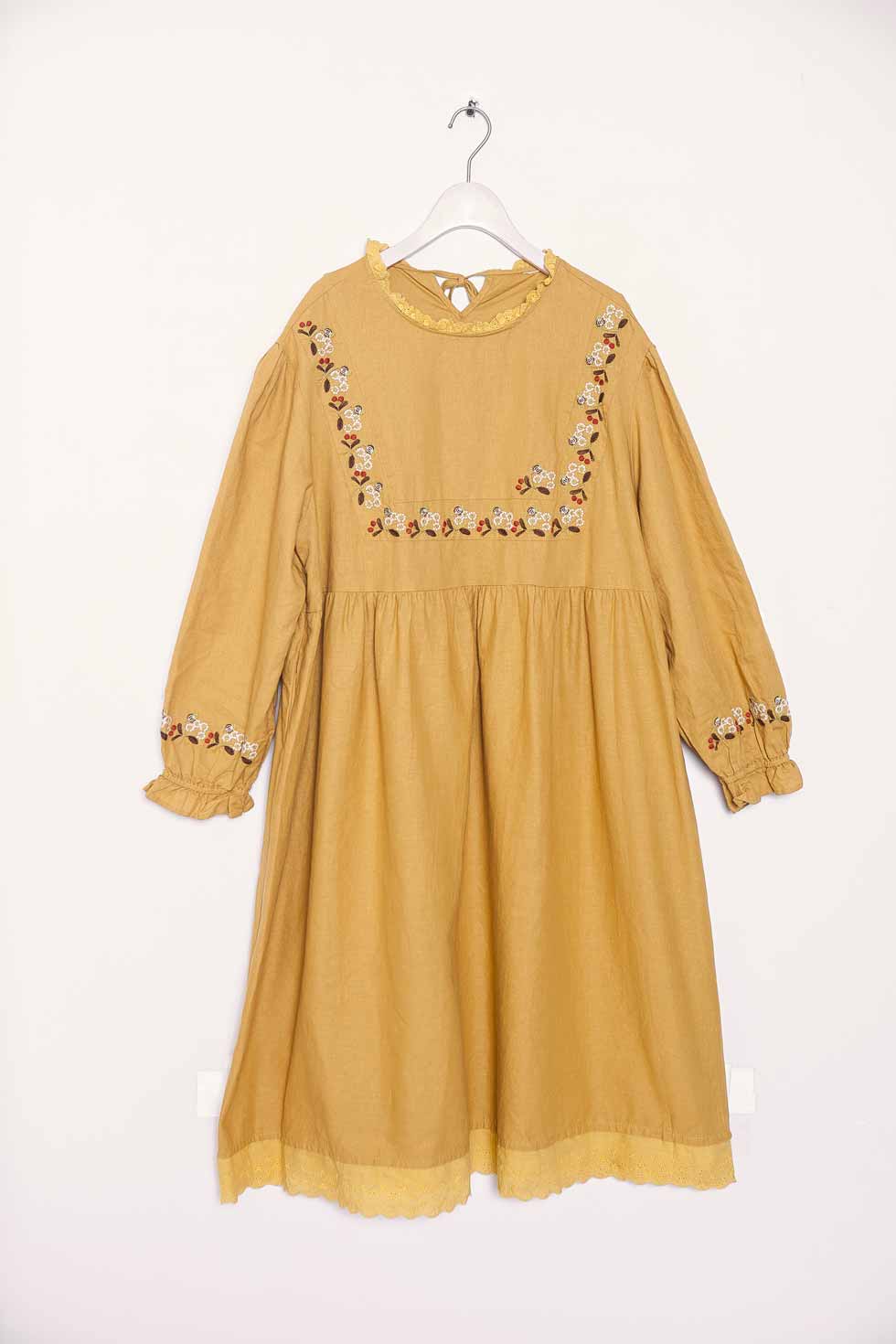 公式店舗 楽天市場 ワンピース 昭和レトロ レトロ調 ポップ 全 3 色 マスタード からし色 黄色 長袖 コットン40 綿 リネン60 麻 ヘンプ 天然素材 大人ワンピース 花柄 春服 春物 春用 春夏 夏服 夏物 夏用 Mycloset オープニング大放出セール Advance