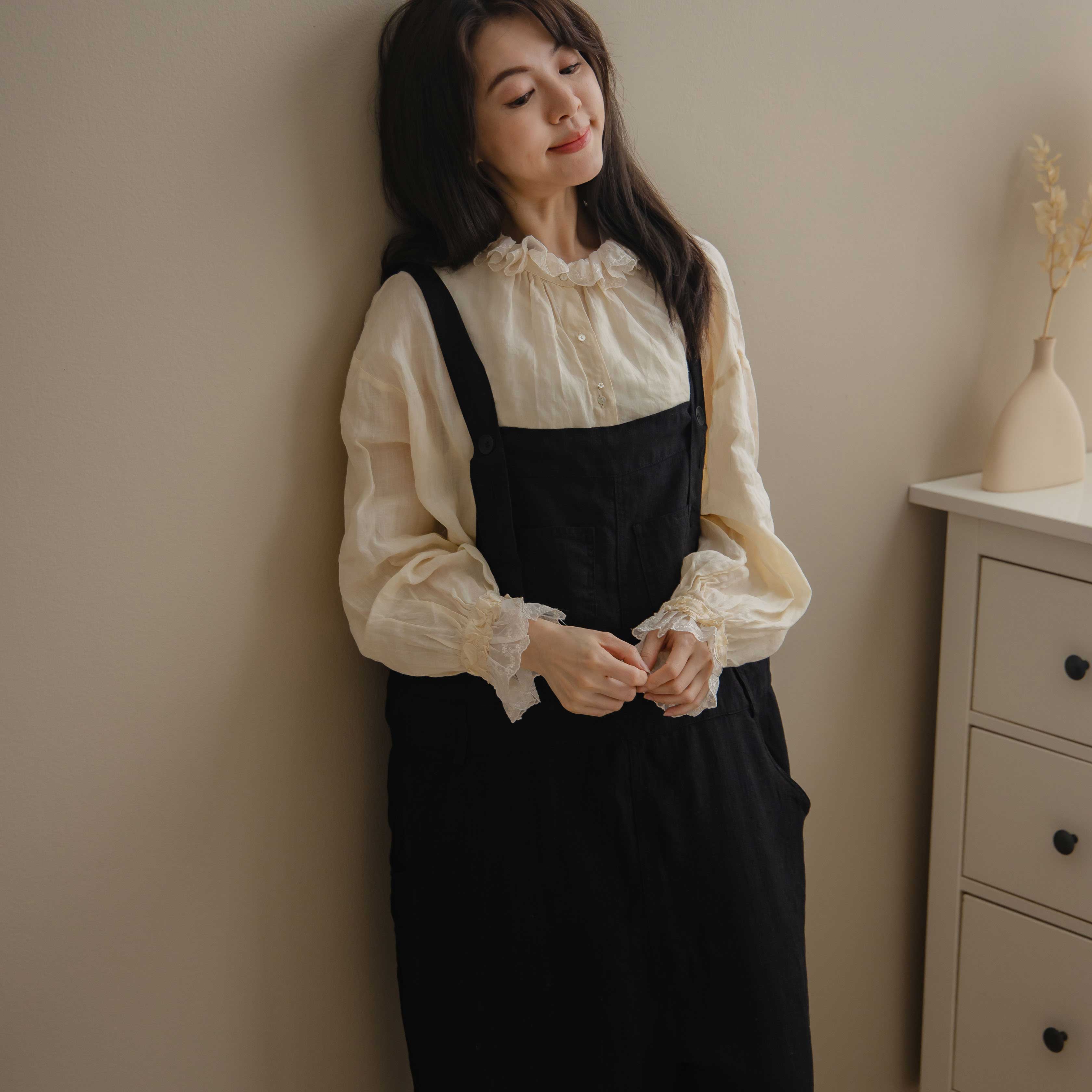 涼夏支度!パンツ「身体を解き放つ、大人の贅沢なゆとり」墨色の風合い。締め付けから自由になり、呼吸するように風が通る。季節を渡る、洗練された一着。【墨 薄黒色】【リネン100% 麻100%】「2026春夏新作 第1章」【126081】|Mycloset