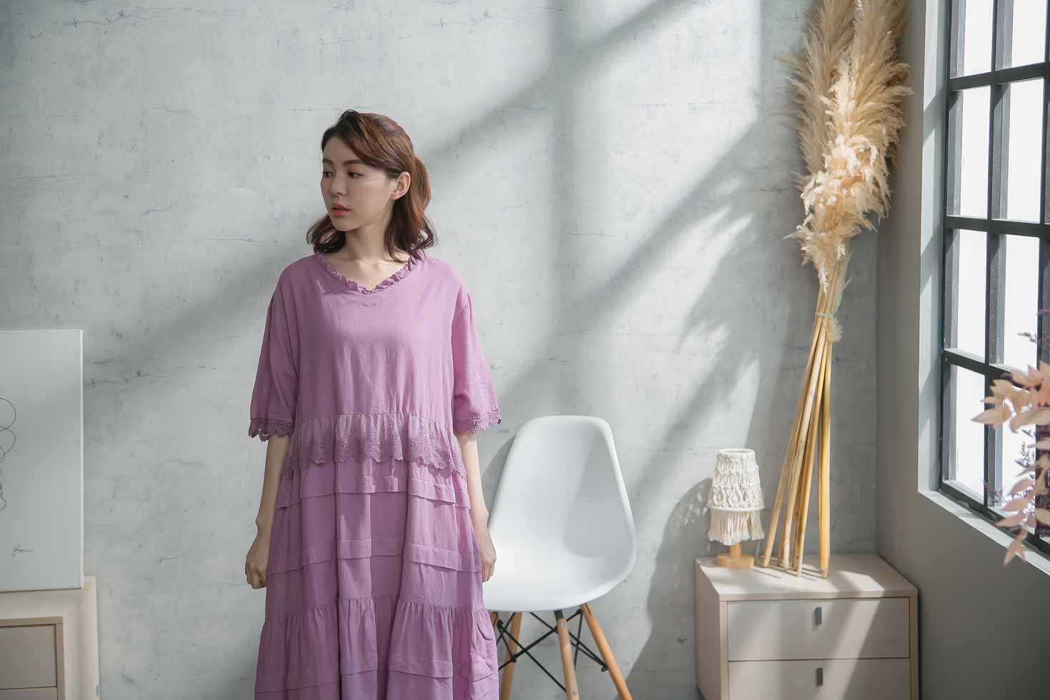 楽天ランキング1位 楽天市場 コットンワンピース 刺繍 ワンピース 全 4 色 パープル 紫色 半袖 コットン100 綿100 天然素材 スカラップレース 春服 春物 春用 春夏 夏服 夏物 夏用 Mycloset 絶対一番安い Advance Com Ec