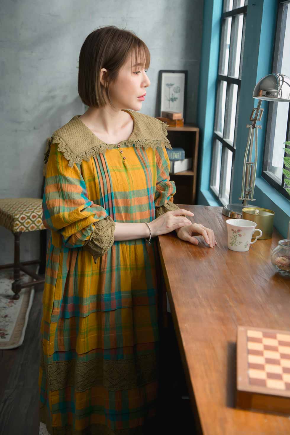 早割クーポン 楽天市場 チェック柄ワンピース タータンチェック 全2色 マスタード からし色 黄色 長袖 リネン100 麻100 ヘンプ100 天然素材 ギンガムチェック 春服 春物 春用 春夏 夏服 夏物 夏用 Mycloset 安いそれに目立つ Advance Com Ec