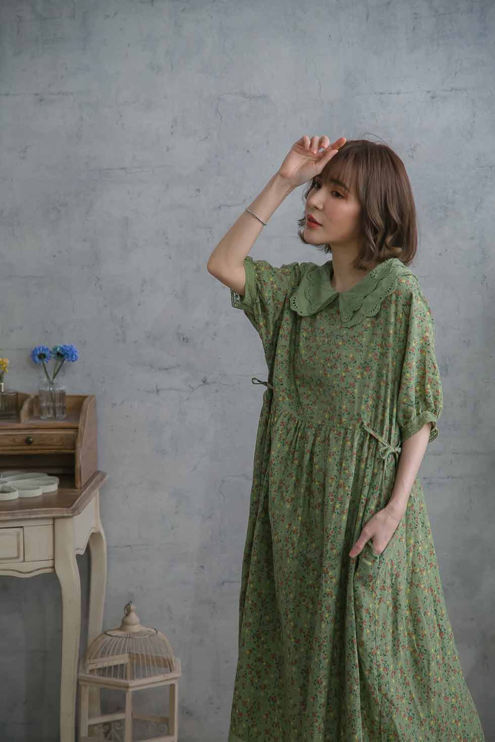 最終値下げ 楽天市場 半袖 コットン ワンピース 刺繍 レース 襟 小花柄 全2色 グリーン 緑色 半袖 コットン100 綿100 天然素材 スカラップレース 春服 春物 春用 春夏 夏服 夏物 夏用 Mycloset 保証書付 Www Secom Com Uy
