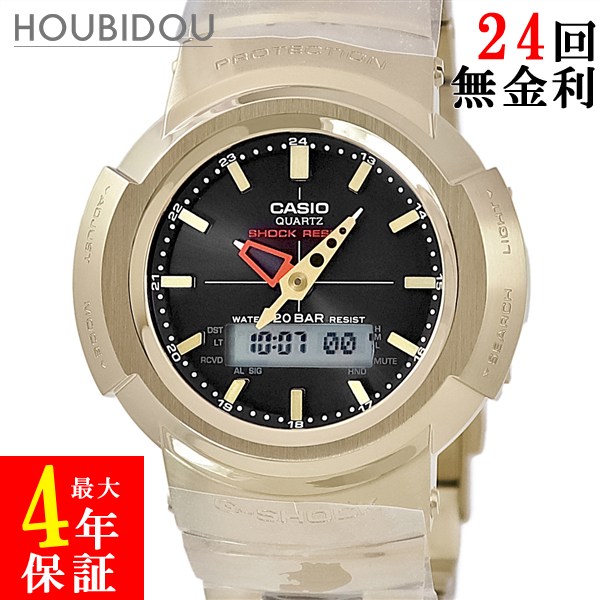 カシオ CASIO G-SHOCK フルメタル AWM-500GD-9ADR 未使用 タフソーラー 電波時計 耐衝撃 防水 ゴールド メンズ 腕時計クオーツ ブラック 【中古】
