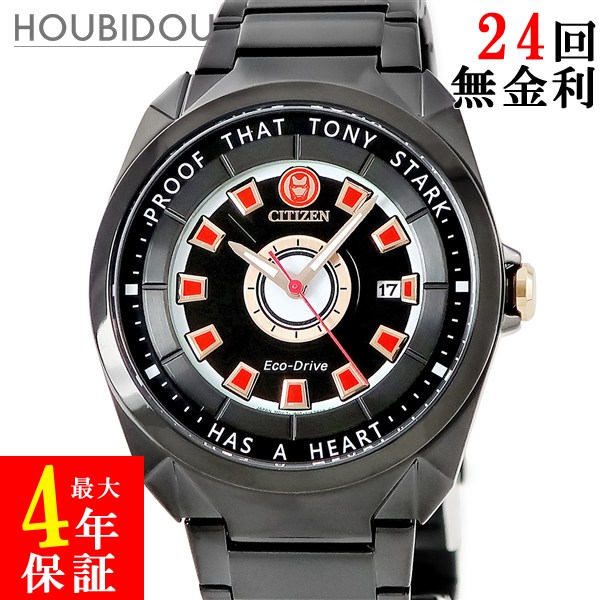 シチズン CITIZEN エコ運転 トニー スターク I LOVE YOU 3000 AW1019-52W 未当て嵌める アイアンマン 共同研究 メンズ ウォッチ石英 黒いこと 【中古】