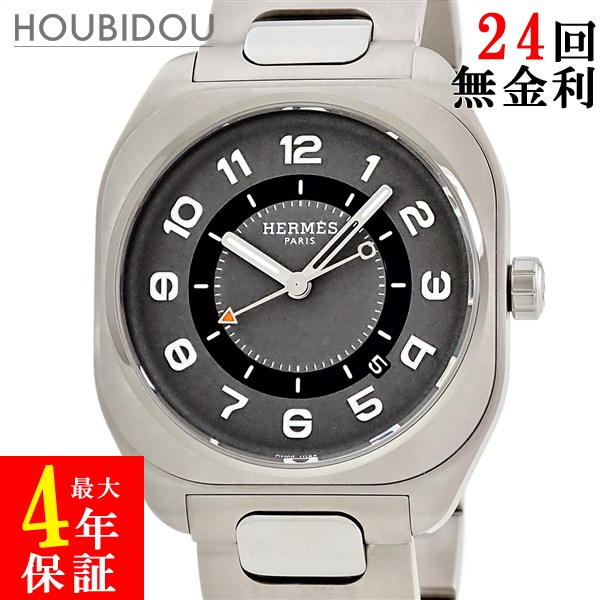 エルメス HERMES H08 GM 39粍 SP1.741 W049427WW00 チタン 薄墨色 エイチオーエイト デイト アラビア メンズ ウオッチ自動小銃一巻き 薄墨色 【中古】