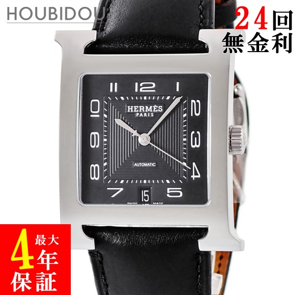 エルメス HERMES Hウォッチ TGM HH2.810 H型 デイト ブラック スクエア アラビア 3針 メンズ 腕時計自動巻き ブラック 【中古】|HOUBIDOU 心斎橋店