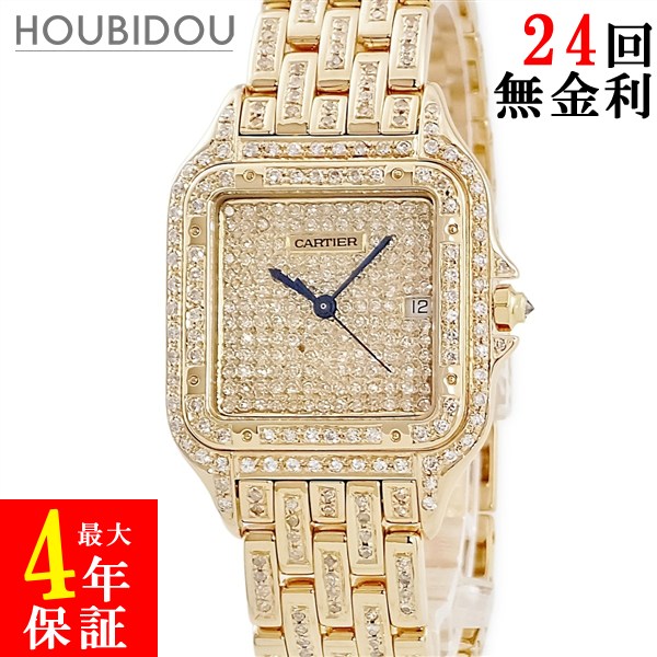 カルティエ Cartier パンテール クラシック & フィガロ LM W25014B9 K18YG無垢 ダイヤ デイト メンズ レディース 腕時計クオーツ ゴールド 【中古】｜HOUBIDOU 心斎橋店 1,001,000円
