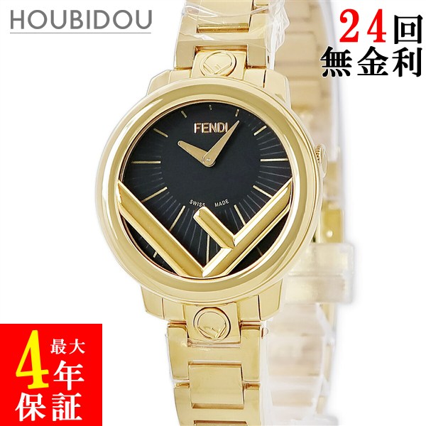 ＼ポイント10倍 &最大5万円割引クーポン4/4 20時から／ フェンディ FENDI エフ イズ フェンディ ラナウェイ 28MM F711421000 未使用 ブラック×ゴールド レディース 腕時計クオーツ ブラック 【中古】