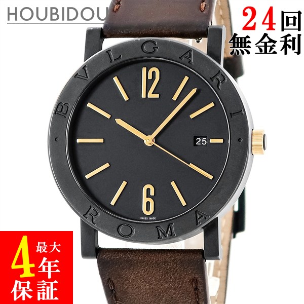 ブル小峡谷 BVLGARI ブルガリブルガリ ソロペース BB41S ROMA 黒いこと 黒 赤ちょうちん アラビア デイト メンズ ウオッチ自動小銃一巻き 黒いこと 【中古】