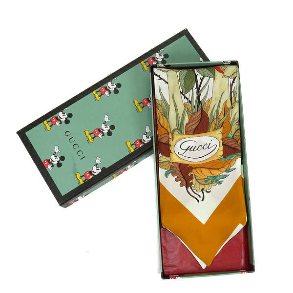 ポ宿ト2倍増し グッチ Gucci マフラー Gucci Disney ディズニー X Gucci 絹 ネックボウ シルク ミカンボーダー ミッキー口腔 イン ザ ウッズ 6093 メンズ レディース ユニセックス 箱 定番 人気 美品 中古 5 24 17汐合いから 条目引き下げ縁辺 新品未施用 グッチ 服飾