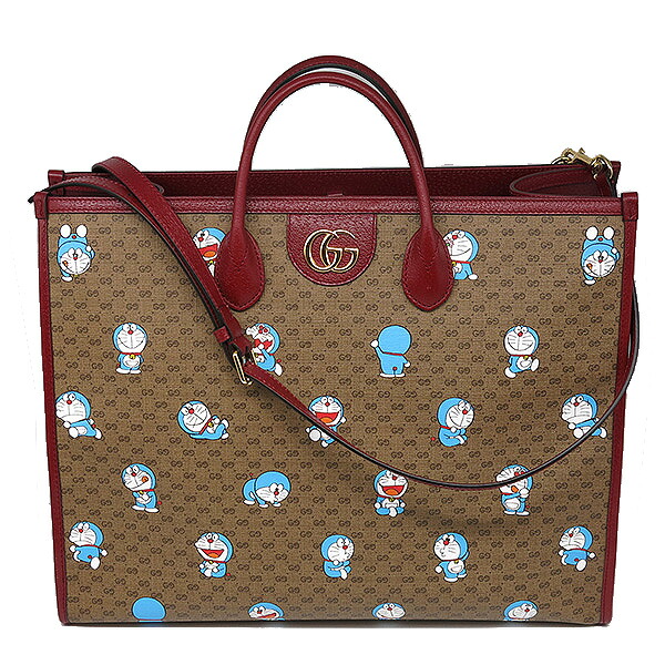 限定製作 グッチ Gucci トートバッグ ラージトート ミニgg Ggスプリームキャンバス レザー ベージュ エボニー チェリーレッド ドラえもん グッチ ゴールド金具 メンズ レディース ユニセックス 保存袋 定番 人気 美品 中古 60 Off